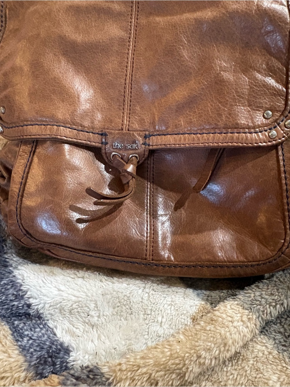 The Sak Cognac Brown Leather Messenger Bag